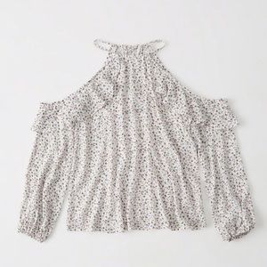 A&F Ruffle Cold Shoulder Top